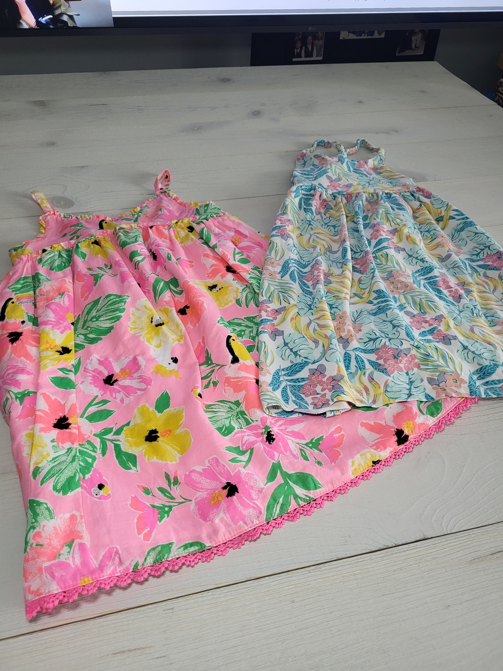 Tommy Bahama Girl's Lot Of 2 Dresses Tropical Floral Cotton Spring Summer. - Picture 2 of 11